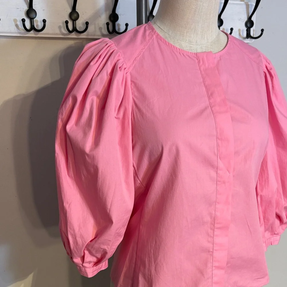 Zara Pink Puff Sleeve Blouse nwt Size Small - Picture 3 of 9